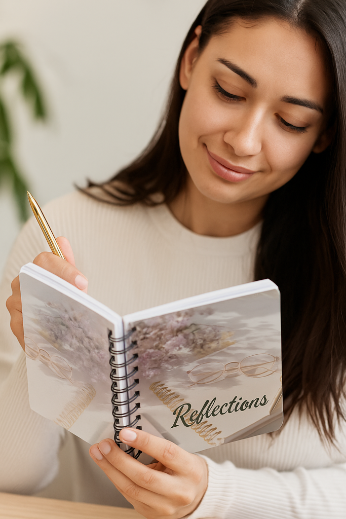 Woman holding a journal