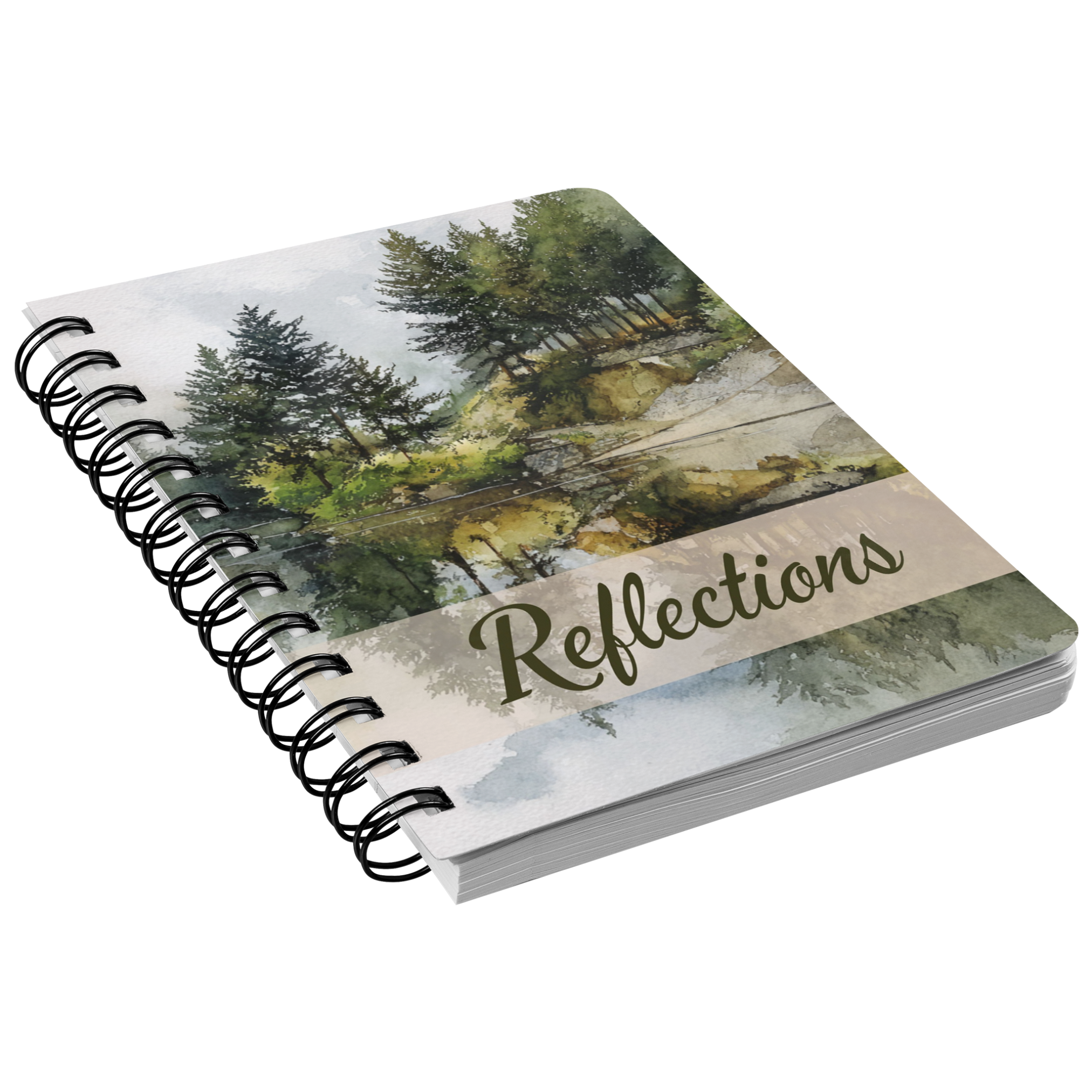 Closeup of the Riverside Reflections Journal watercolor river cover